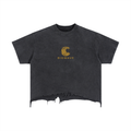 Vintage Wash Boxy Distressed Hem T-Shirt
